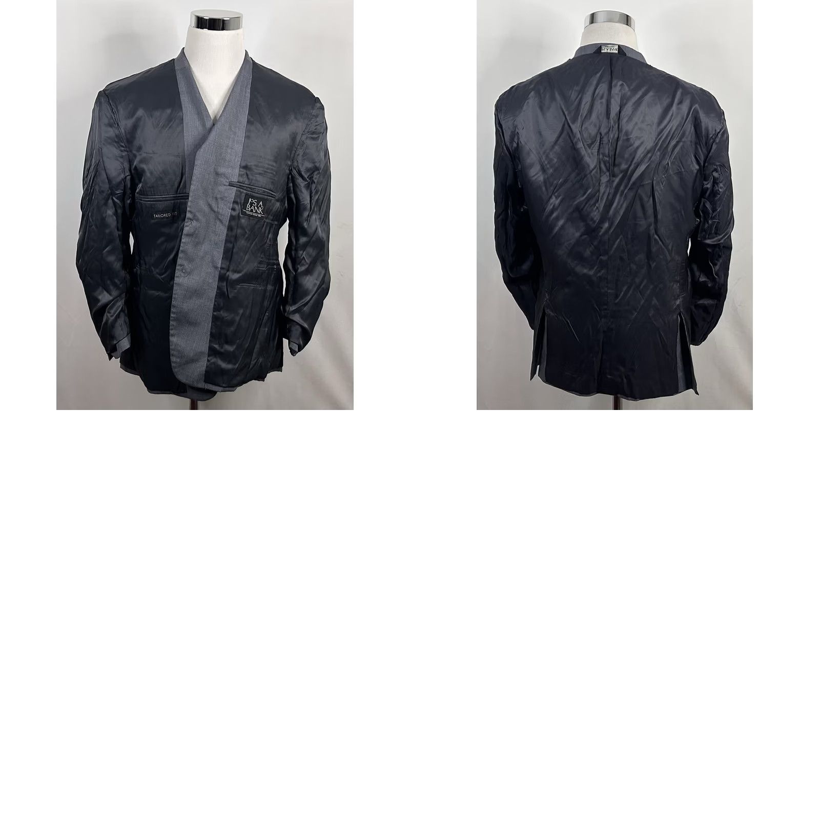 Jos. A. Bank Jos A Bank 44S Tailored Fit Sport Coat Two-Button 100% Wool Gray Glen Plaid Jacket Mens Regular Short Length Size US XS / EU 42 / 0 - 8 Thumbnail