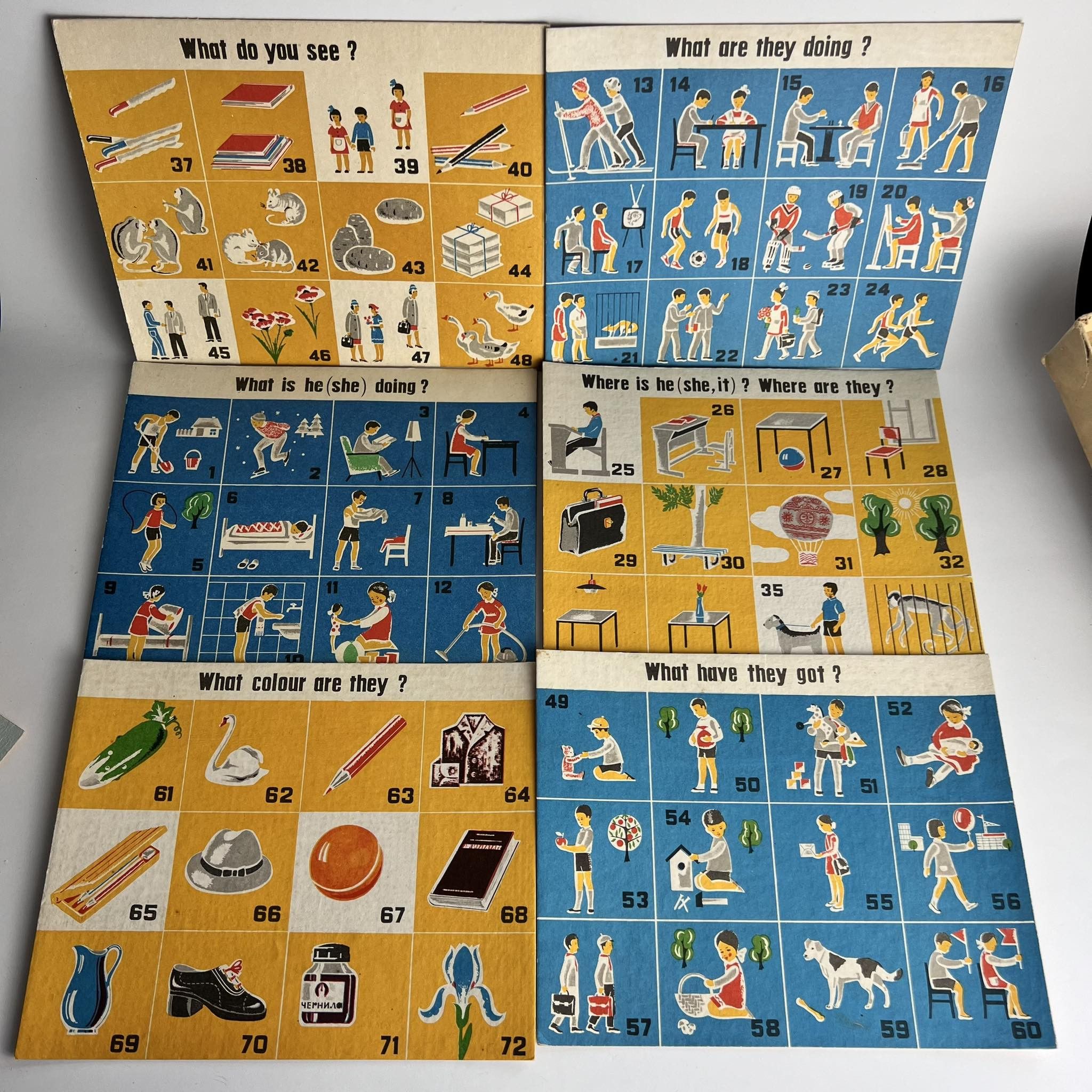 Vintage 1980 Vintage USSR Kids First Lotto Speak English Cardboard Size ONE SIZE - 6 Thumbnail