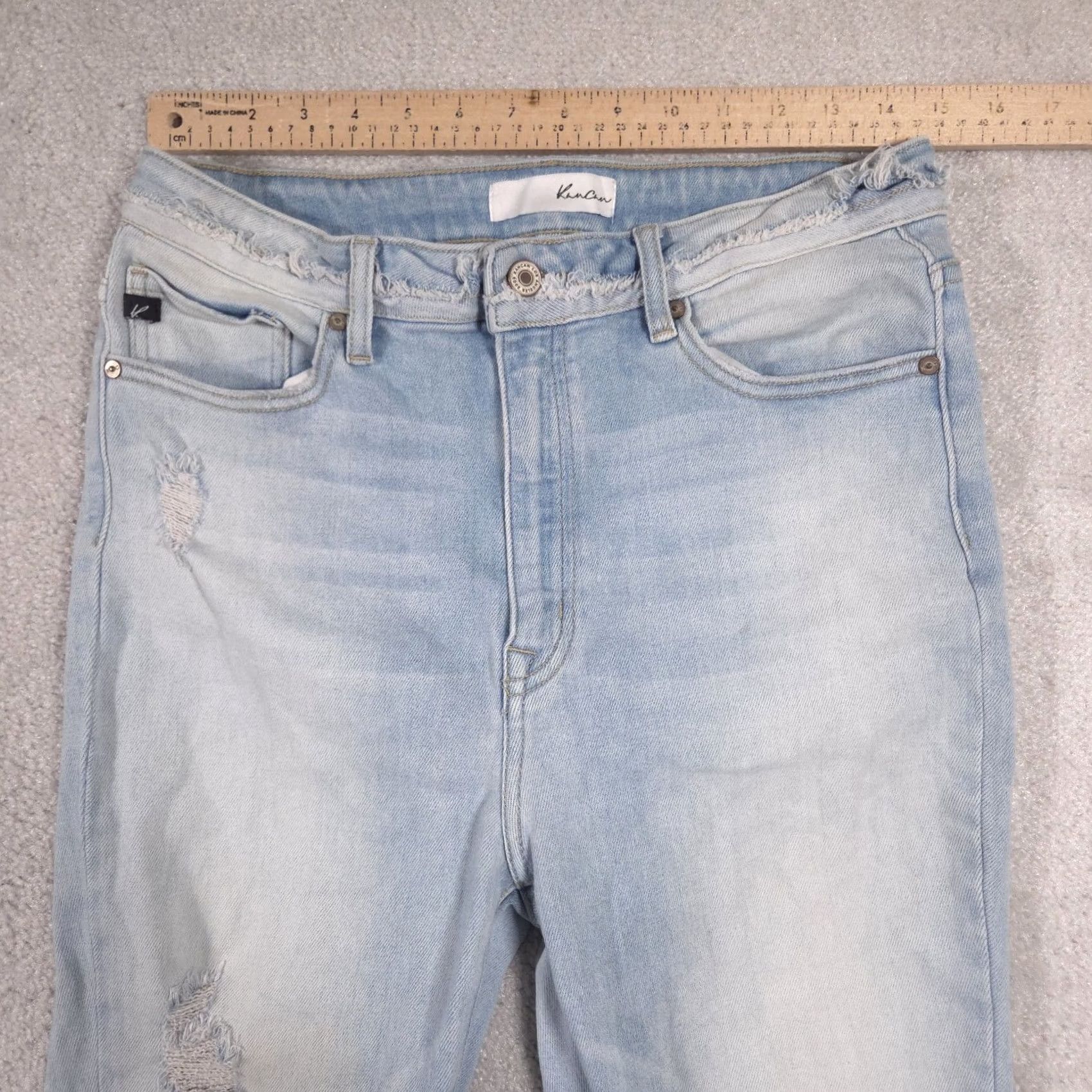 Vintage KanCan Jeans Womens 13/30 Blue Light Wash High Rise Distressed Ankle Jeans, Regular, Denim, 30 Inseam, 26 Inseam? Size 34" / US 12 / IT 48 - 6 Thumbnail