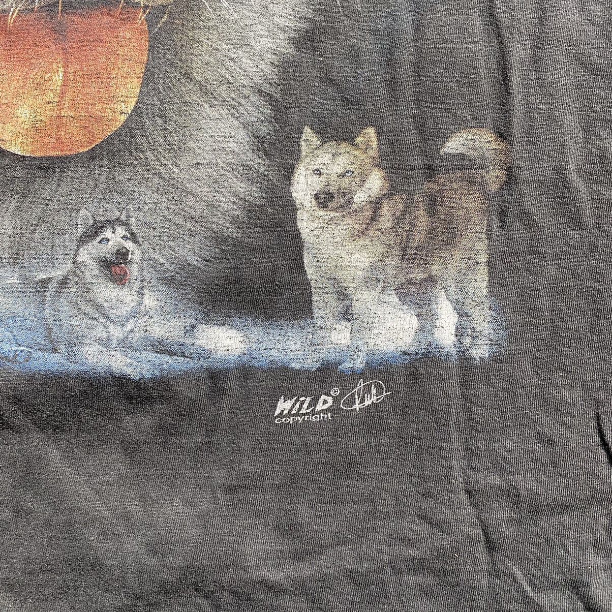 Vintage VINTAGE WILD HUSKY DOG FADED T SHIRT Size US XL / EU 56 / 4 - 6 Thumbnail
