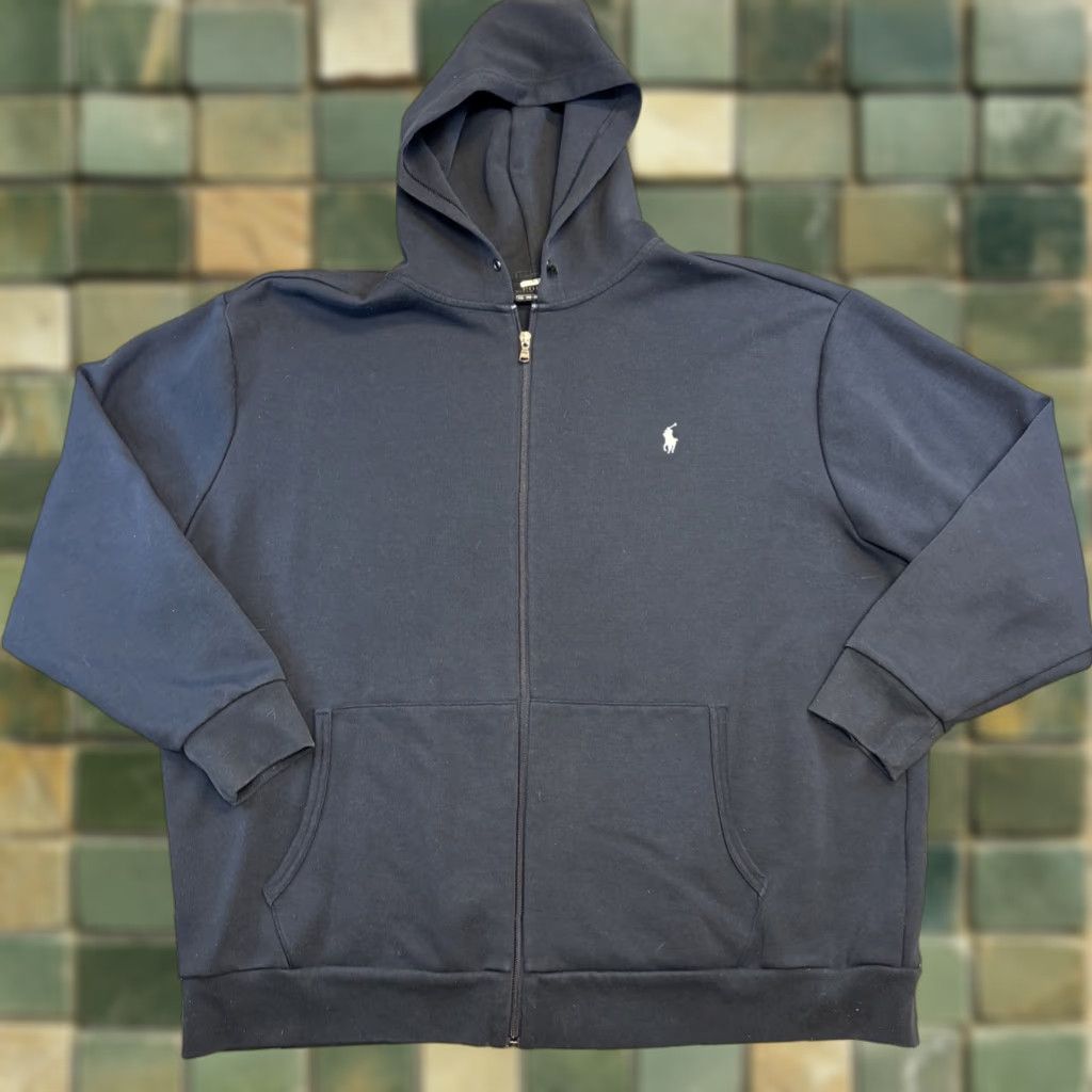 Polo Ralph Lauren VINTAGE Polo Ralph Lauren Hoodie Full Zip Navy Blue 2XL Big & Tall Men Zipper Hooded Pockets Embroidered Logo Cotton Blend Size US XXL / EU 58 / 5 - 1 Thumbnail