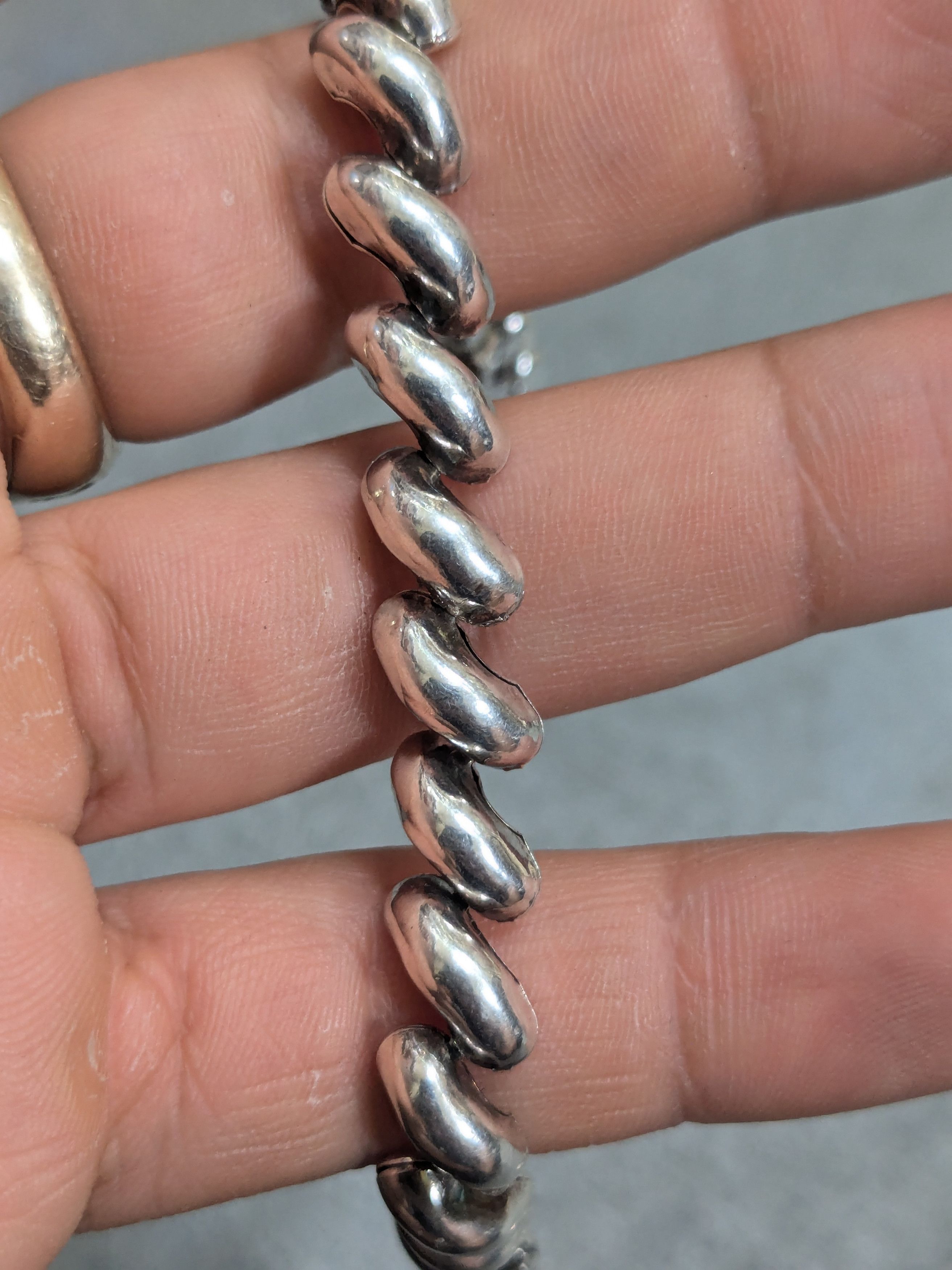 Sterling Silver Vintage Sterling Silver Bracelet San Marco Marcaroni Italy Size ONE SIZE - 11 Thumbnail