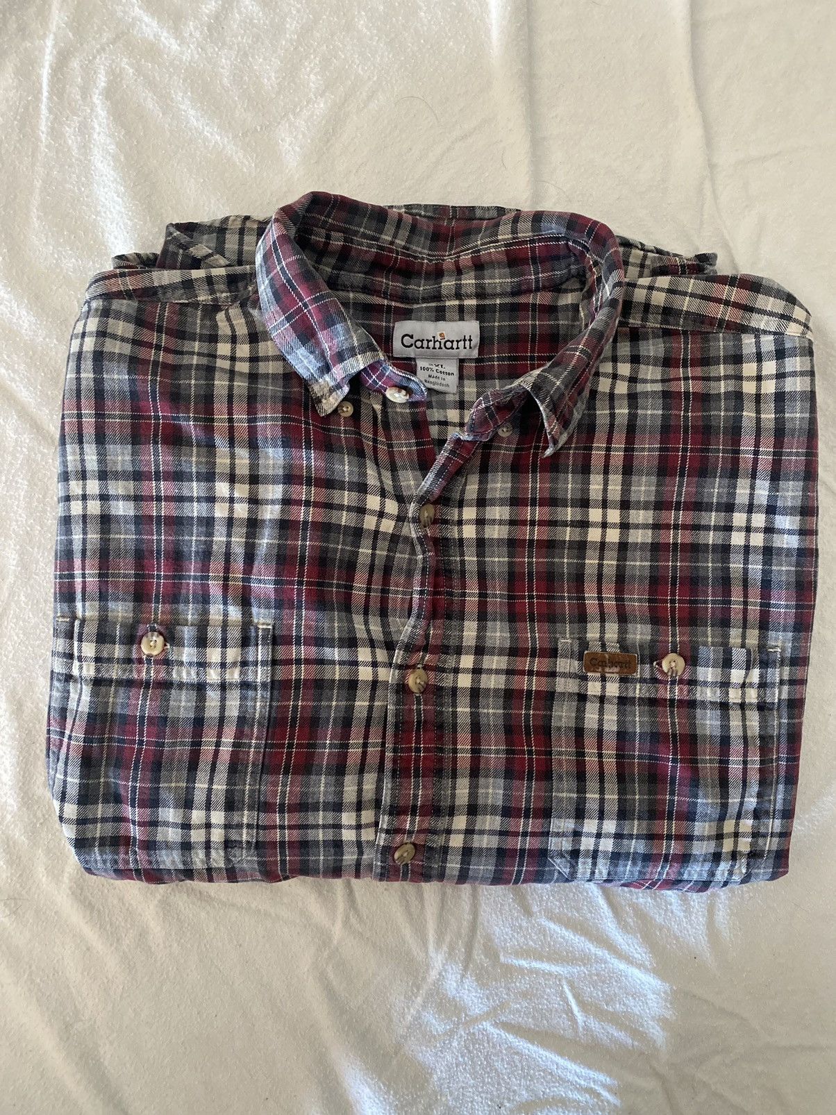 Carhartt Vintage Carhartt Red White Plaid Button Up Size US XXL / EU 58 / 5 - 2 Thumbnail