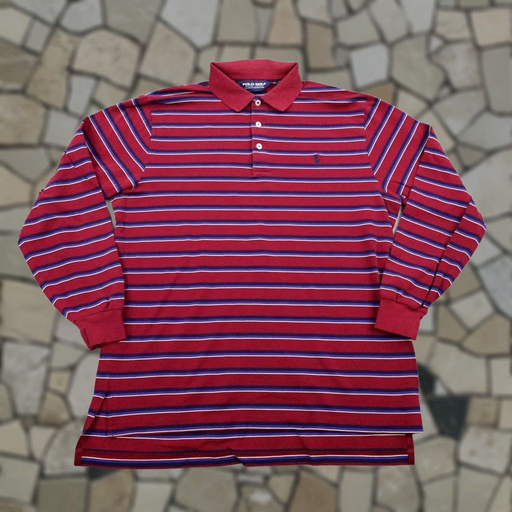 Polo Ralph Lauren VINTAGE Polo Ralph Lauren Golf Shirt Mens Medium Red Blue Stripes Pima Cotton Size US M / EU 48-50 / 2 - 1 Thumbnail
