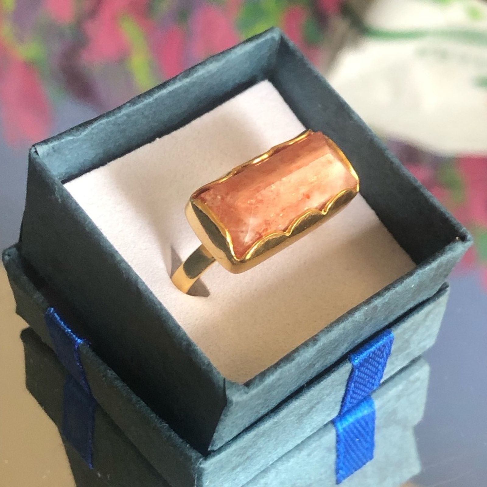 Jewelry Handcrafted 18kt 925 vermeil strawberry quartz ring 8.5 Size ONE SIZE - 1 Thumbnail