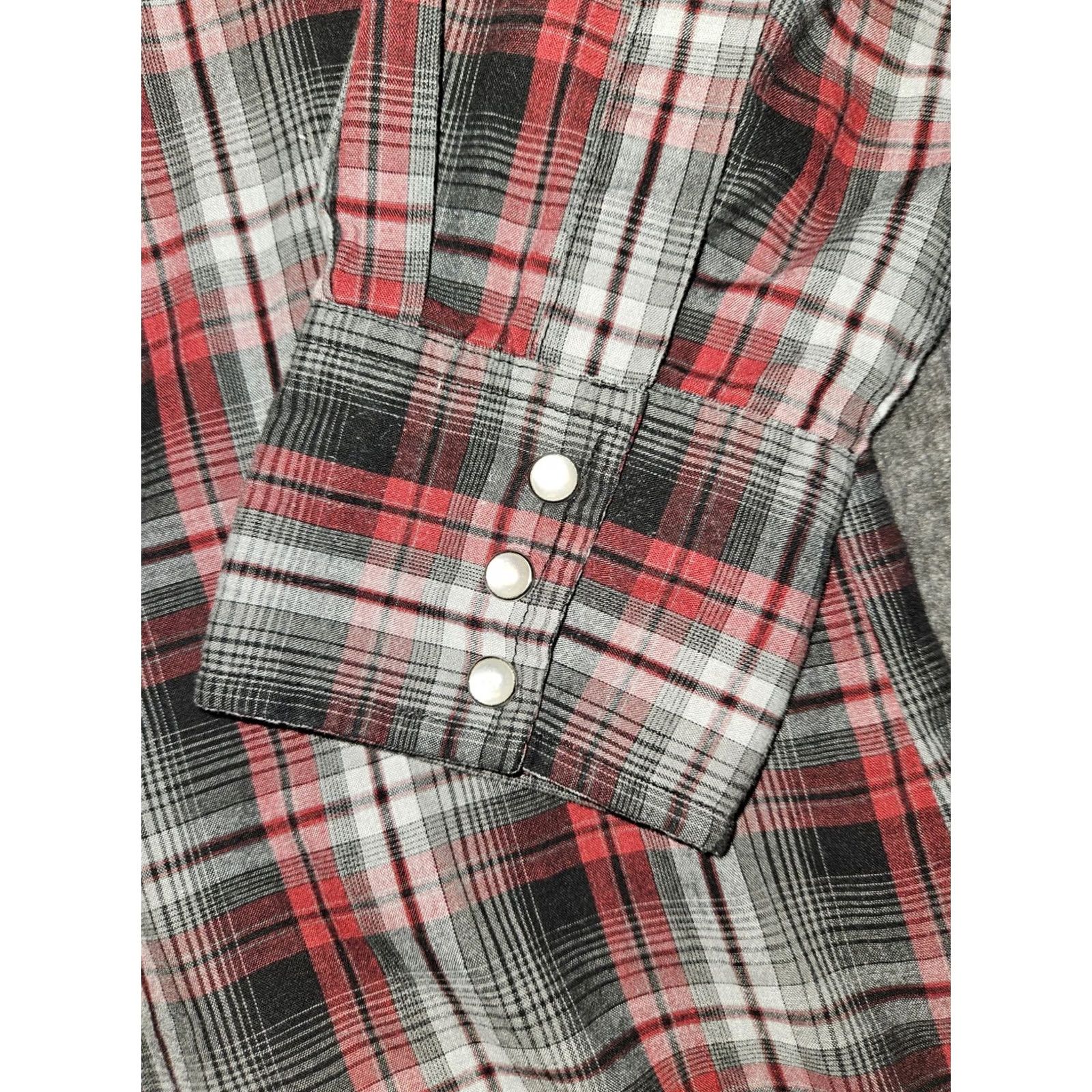 Wrangler Wrangler Shirt Mens 2XL Red Wrancher Pearl Snap Men Plaid Long Sleeve Western Size US XXL / EU 58 / 5 - 6 Thumbnail