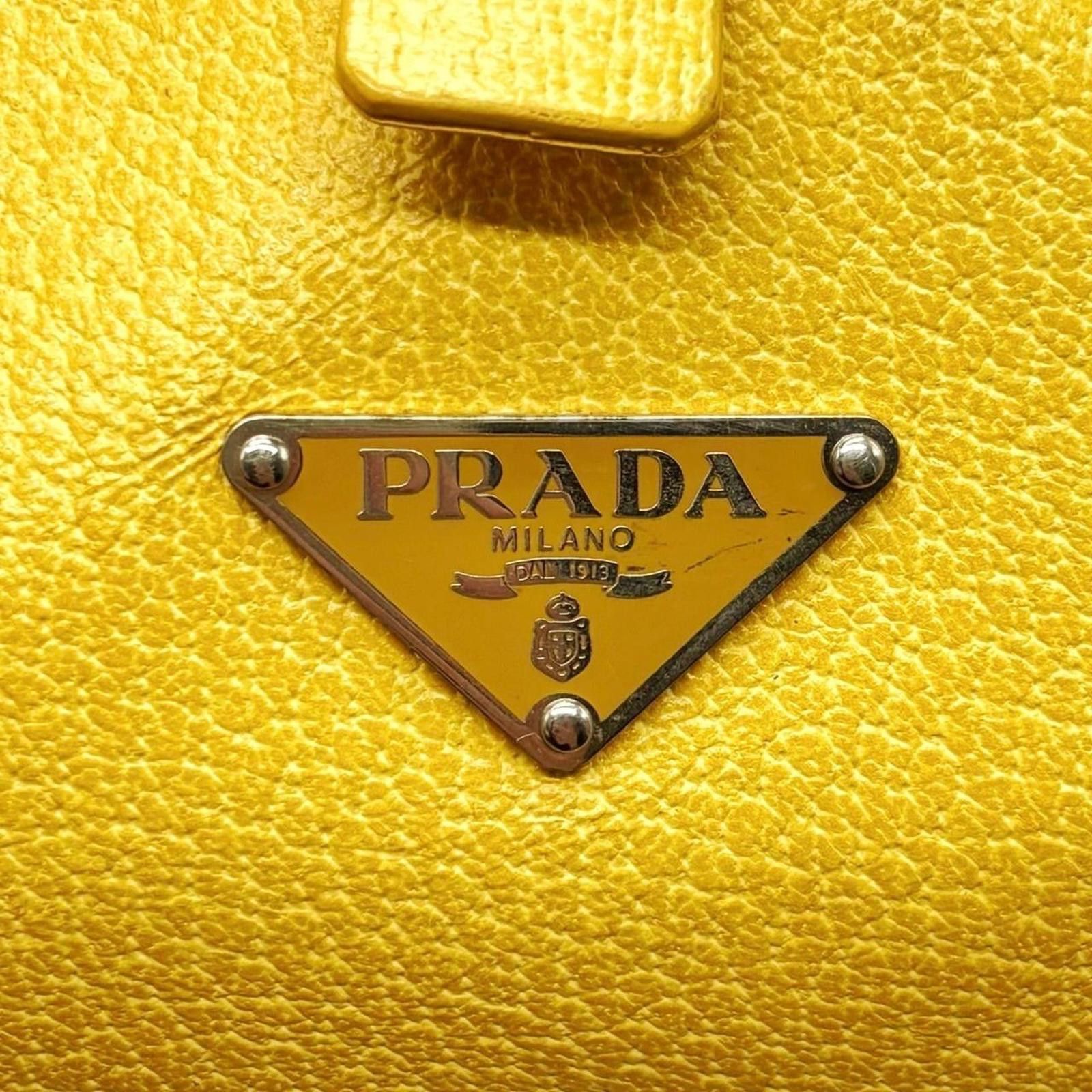 Prada Prada - Yellow Leather and Canvas Tote Bag Size ONE SIZE - 2 Thumbnail