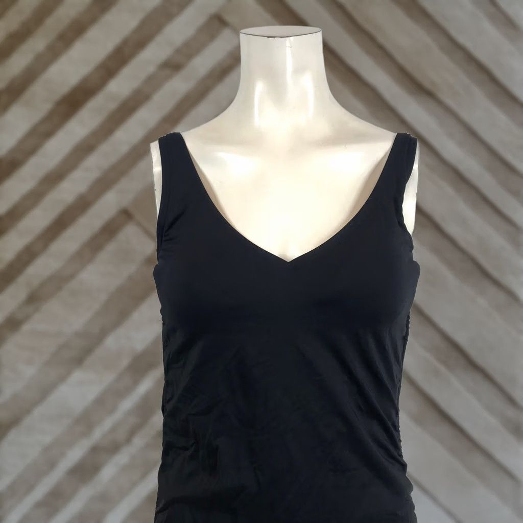 Lands' End Lands' End Tankini Top Black V-Neck Ruched Adjustable Straps 6L Tall Womens Swim Top Size M / US 6-8 / IT 42-44 - 1 Thumbnail