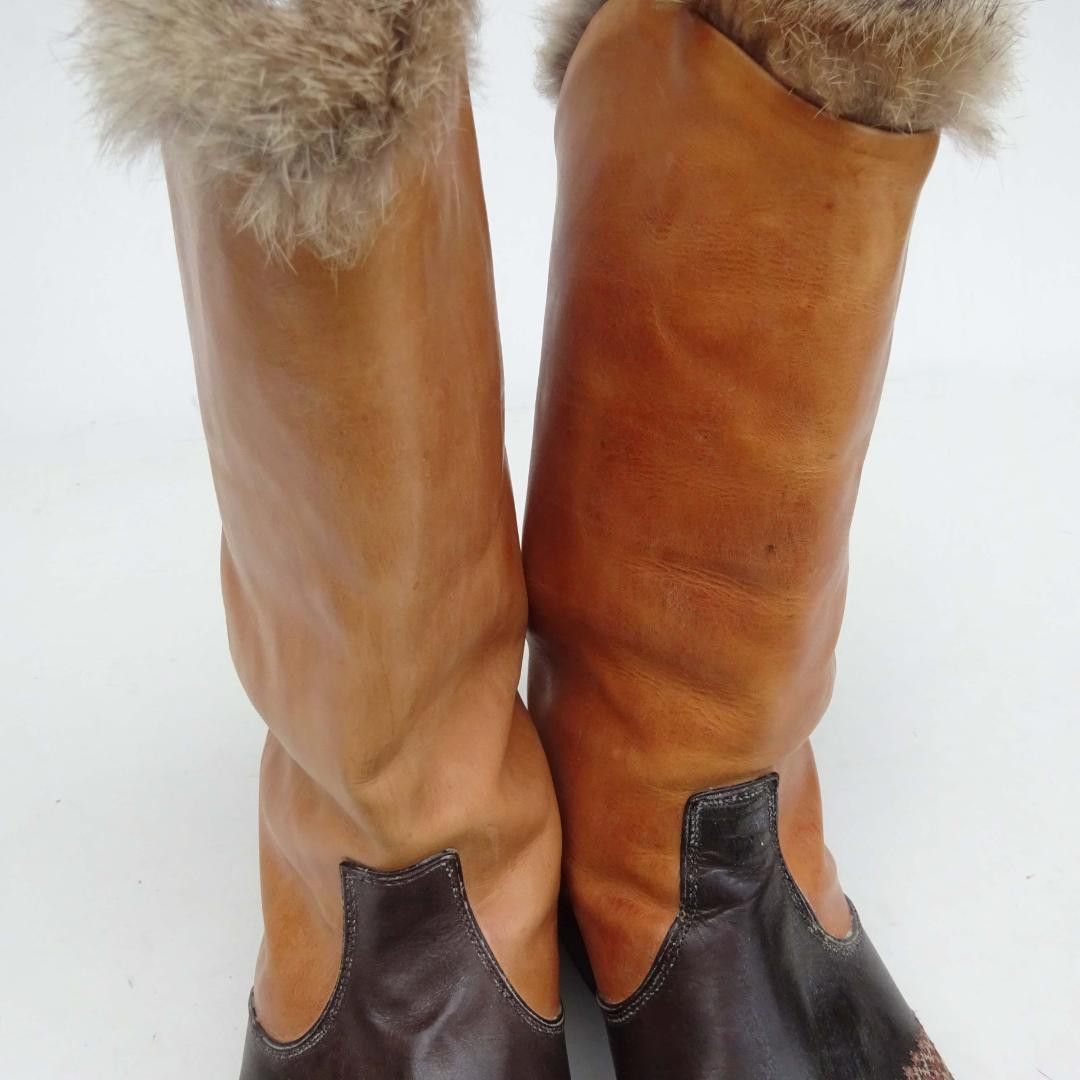 Number (N)ine AW02 "Nowhere Man" Leather Rabbit Fur Boots Size US 10 / EU 43 - 9 Thumbnail