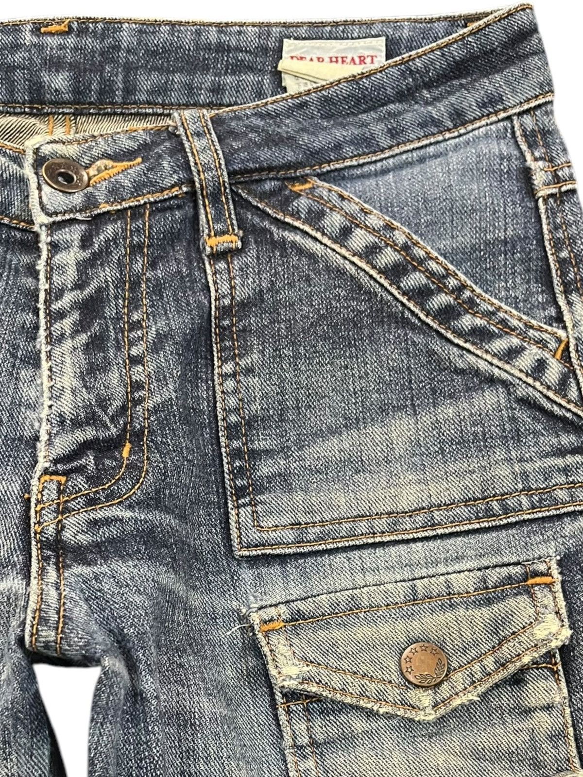 Japanese Brand Vintage Dear Heart Flare Distressed Bush Pants Denim Size US 28 / EU 44 - 4 Thumbnail