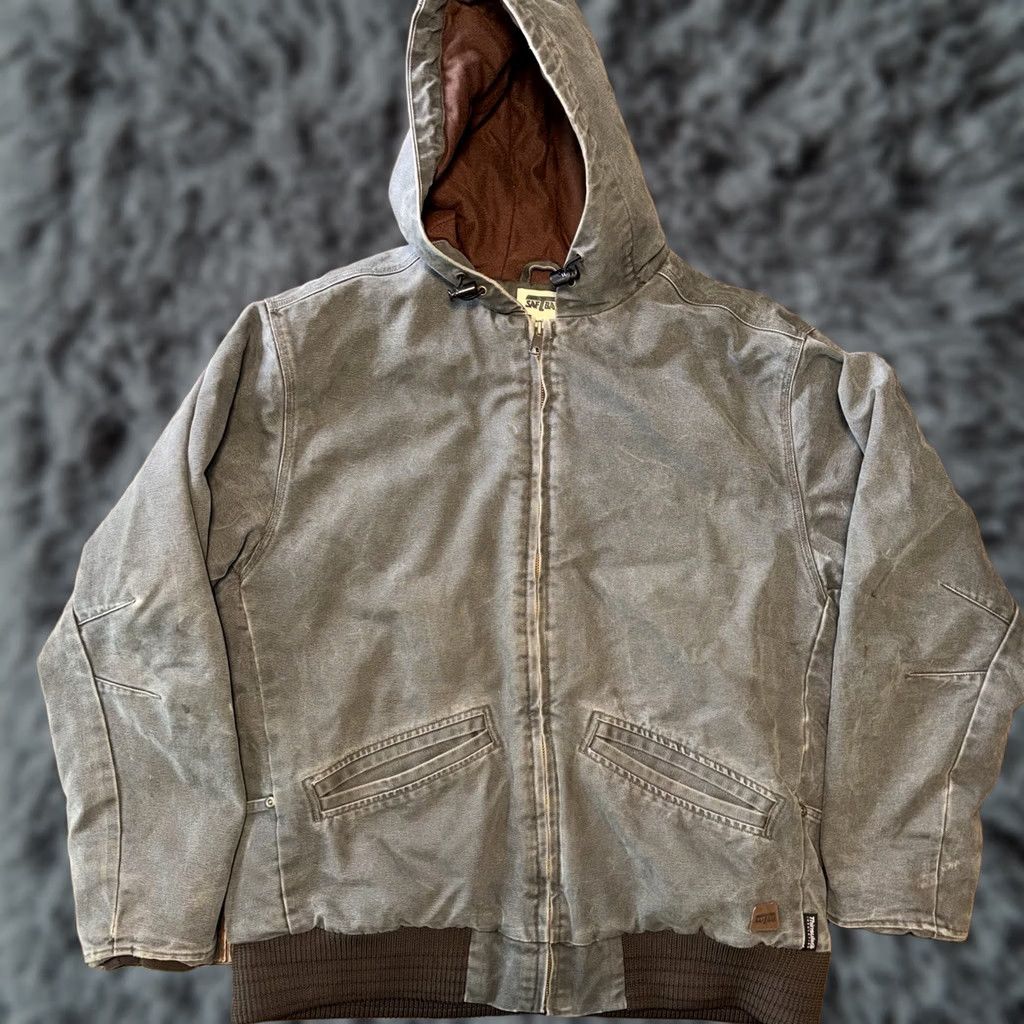 SafTbak VINTAGE SafTbak Mens Large Fleece Quilted Lined Hooded Canvas Cotton Barn Jacket Size US L / EU 52-54 / 3 - 1 Thumbnail
