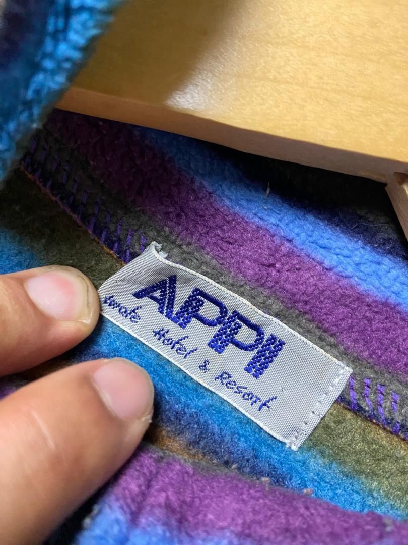 Japanese Brand Vintage APPI Half Zipper Stripes Fleece Pullover (194) Size US L / EU 52-54 / 3 - 3 Thumbnail