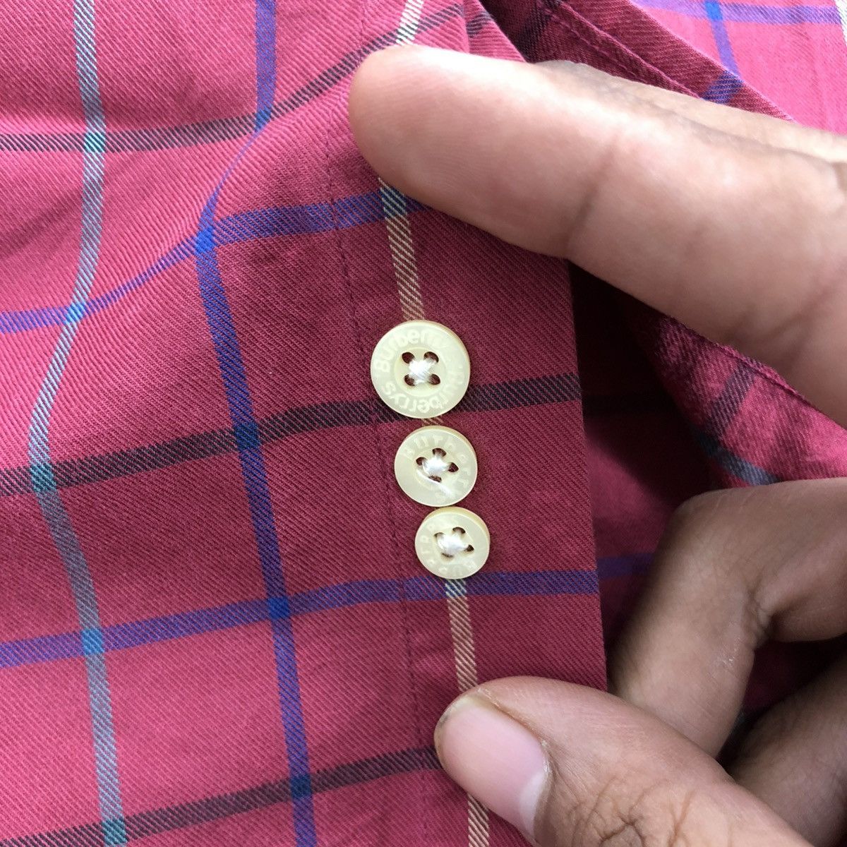 Burberry × Burberry Prorsum × Vintage 🇺🇸 1990s Burberrys Nova Check Iconic Designer Red Longs Shirt Size US M / EU 48-50 / 2 - 8 Thumbnail
