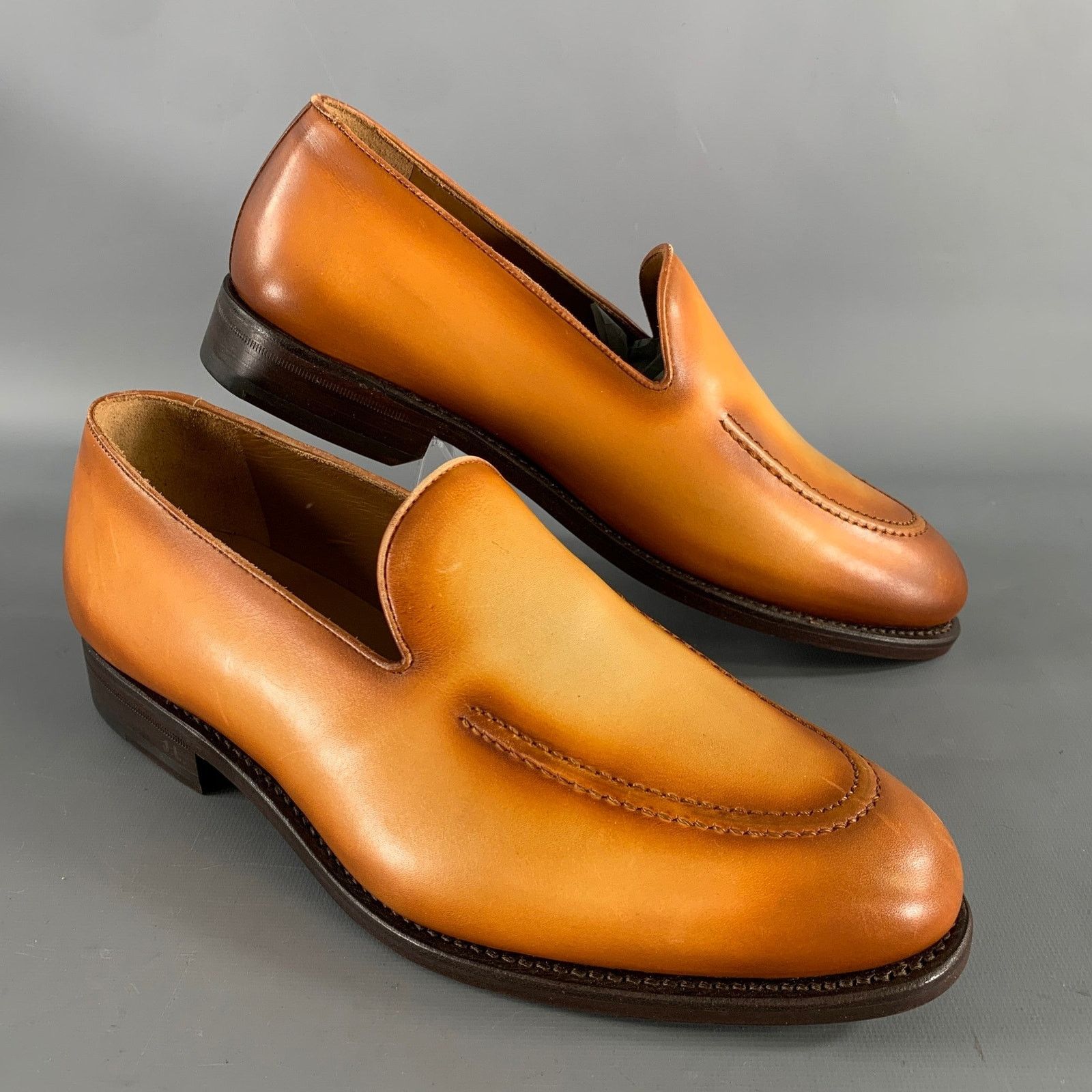 Other KLEIN EPSTEIN & PARKER Brown Tan Distressed Patent Loafers Size US 9 / EU 42 - 1 Thumbnail