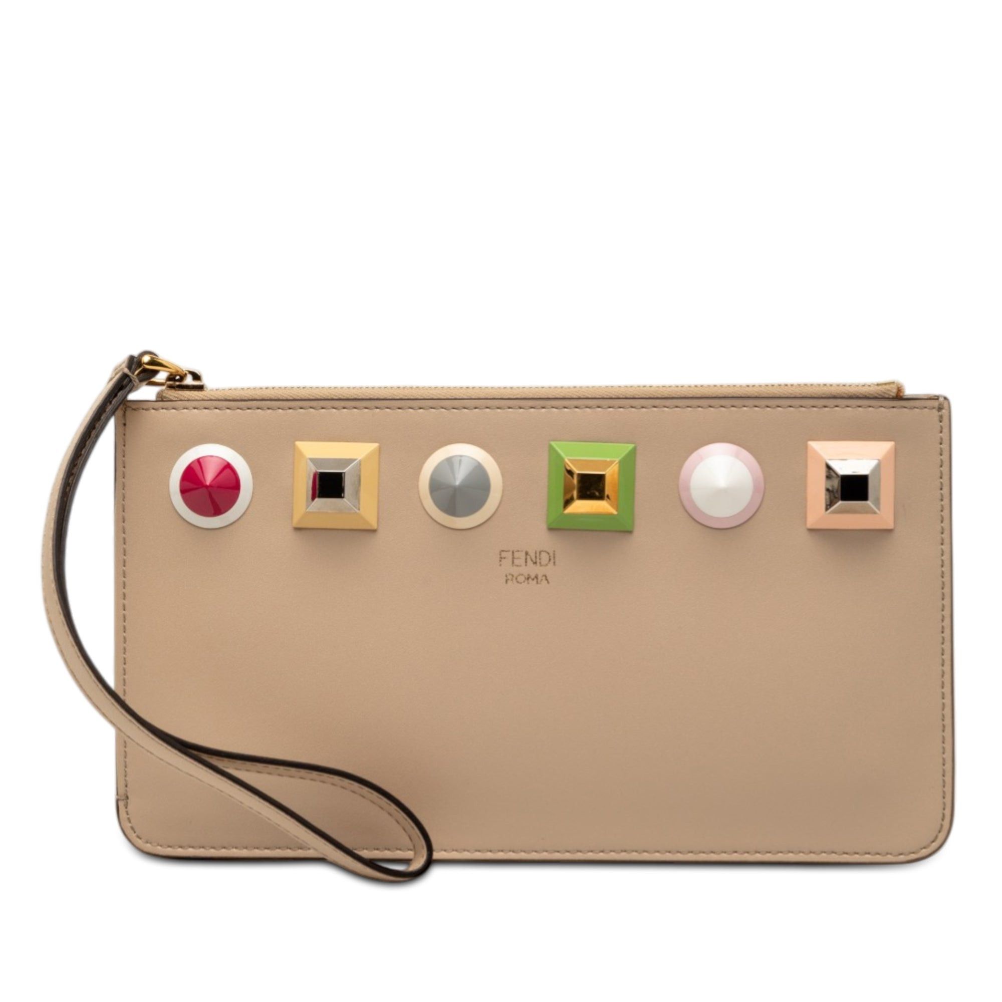 Fendi Studded Leather Slim Wristlet Clutch Size ONE SIZE - 1 Thumbnail