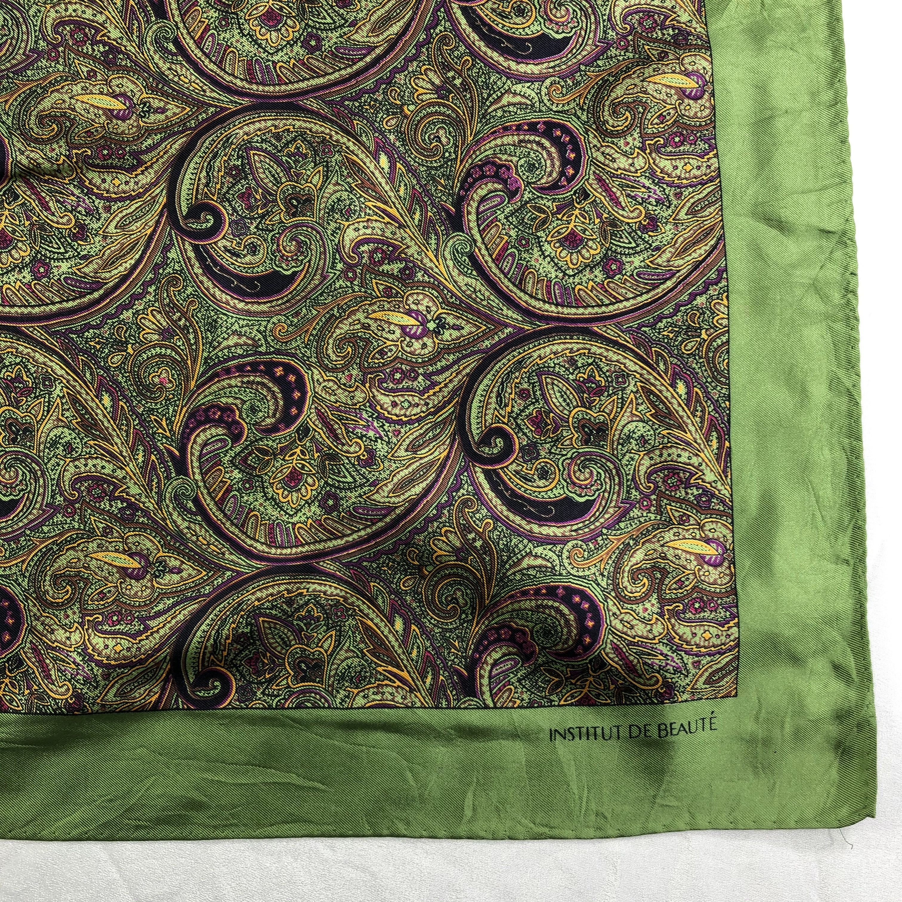 Vintage Vintage Institut De Beaute Silk Scarf Size ONE SIZE - 3 Thumbnail