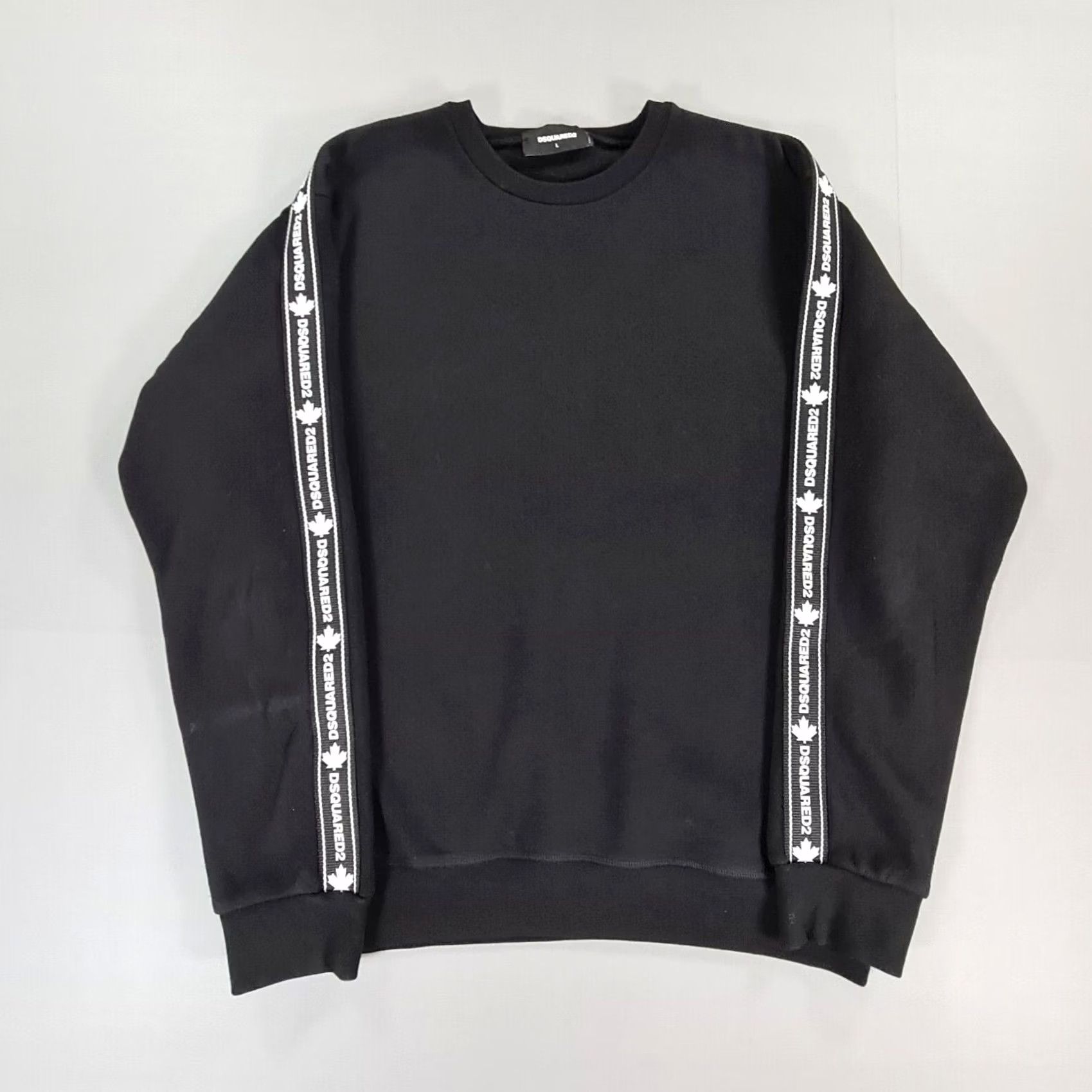 Dsquared2 Dsquared2 Mens Sweatshirt Black Large Tape Logo Crew Pullover Fleece Sweater Size US L / EU 52-54 / 3 - 2 Thumbnail