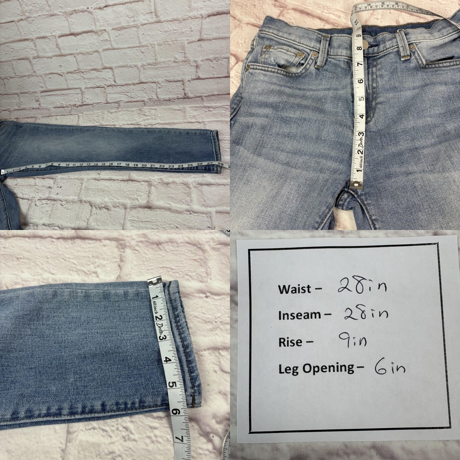 Gap VINTAGE Gap 1969 Jeans Womens 26 Light Wash Mid Rise Straight Stretch Denim 28 x 28 Size 26" / US 2 / IT 38 - 10 Thumbnail