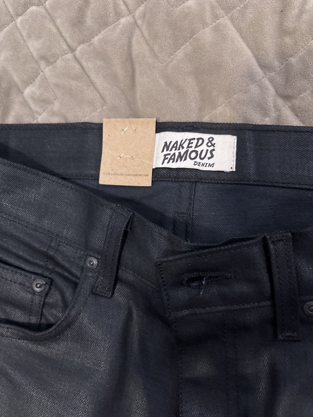 Naked & Famous Strong guy black waxed denim pants Size US 31 - 6 Thumbnail