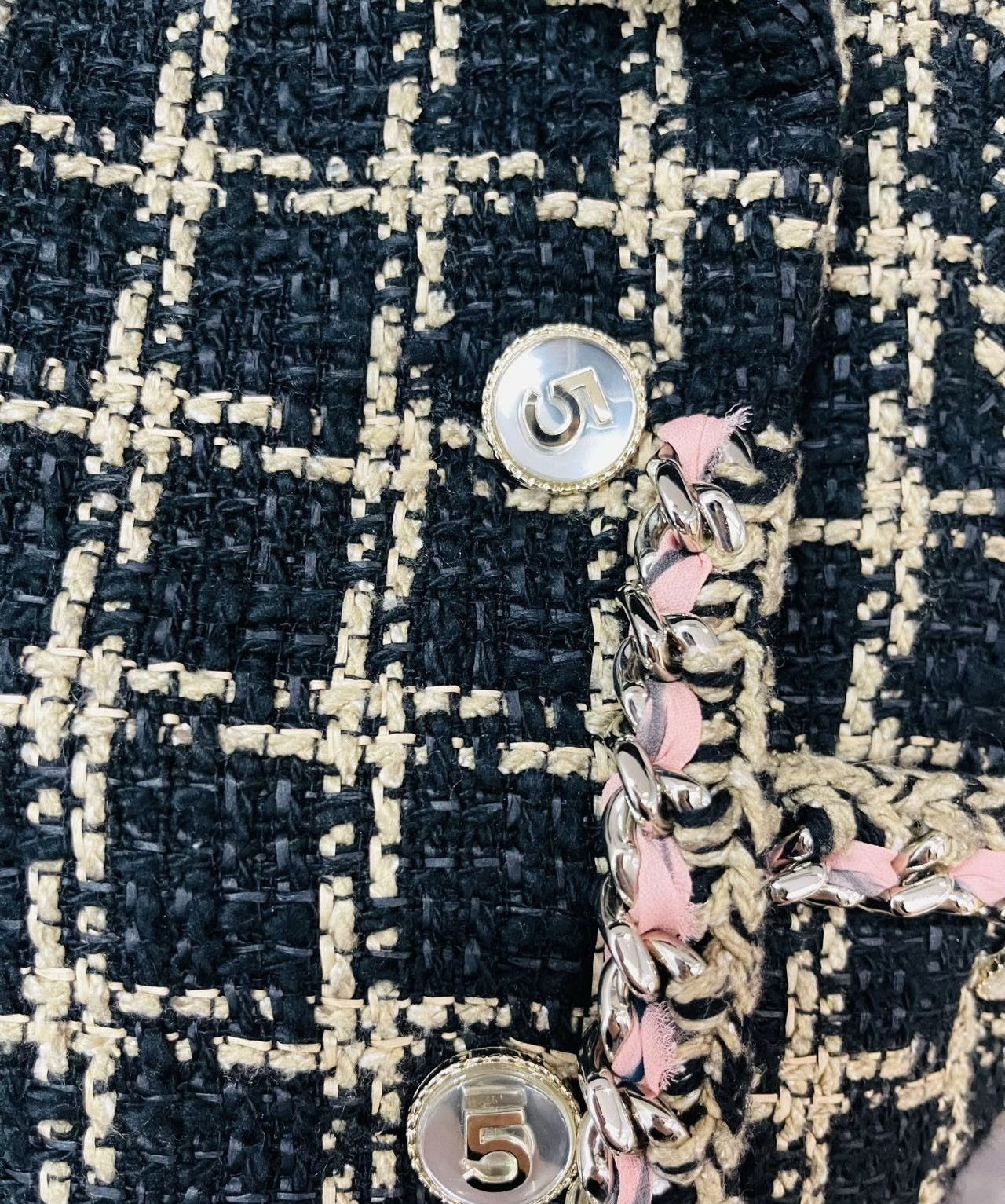 Chanel Chanel 34 Black Silk Plaid Check Tweed Blazer Jacket 2021 Size XS / US 0-2 / IT 36-38 - 6 Thumbnail