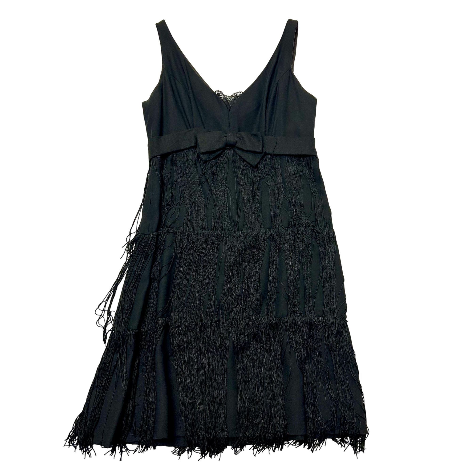 Vintage 1920's Black 3 Tier TASSEL Evening Cocktail FLAPPER Dress S Size S / US 4 / IT 40 - 1 Thumbnail