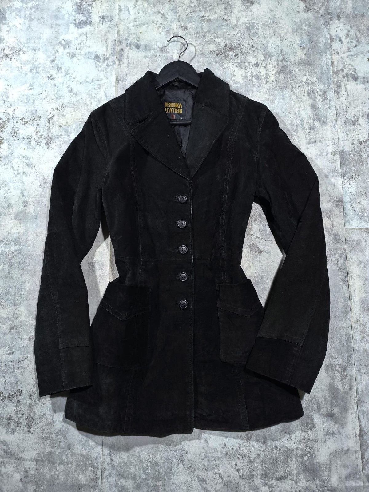 Leather Black Suede Real Leather Buttoned Coat Minimalism Archivee Size M / US 6-8 / IT 42-44 - 3 Thumbnail
