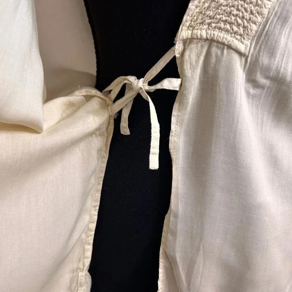 Aritzia Wilfred Yellow Cross Tie Blouse with Kantha Stitching Aroun Size M / US 6-8 / IT 42-44 - 4 Thumbnail