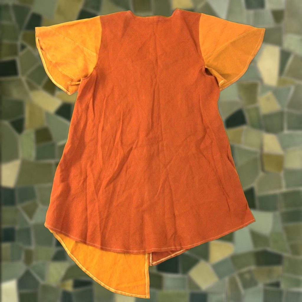 Vintage Calamo Blouse 100% Linen Made In Italy Orange Green Asymmetrical Long Medium Womens Shirt Size M / US 6-8 / IT 42-44 - 1 Thumbnail
