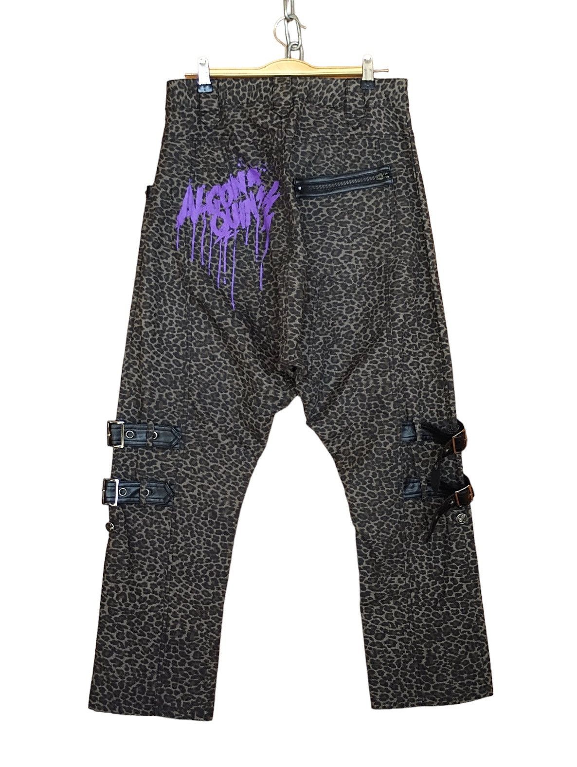 image of 14Th Addiction x Hysteric Glamour Japan Algonquins Leopard Punk Bondage Drop Crotch Pants in Fullpr