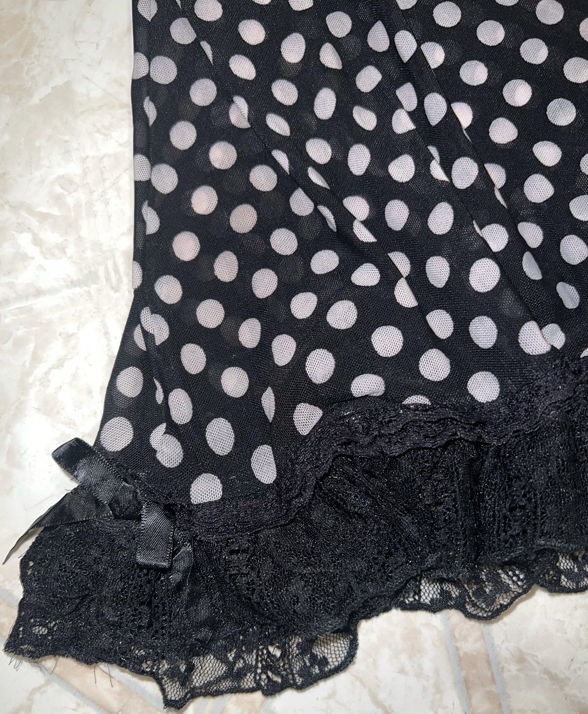 Japanese Brand Vintage Y2K polka dot lace camisole 🖤➕ Size M / US 6-8 / IT 42-44 - 9 Thumbnail