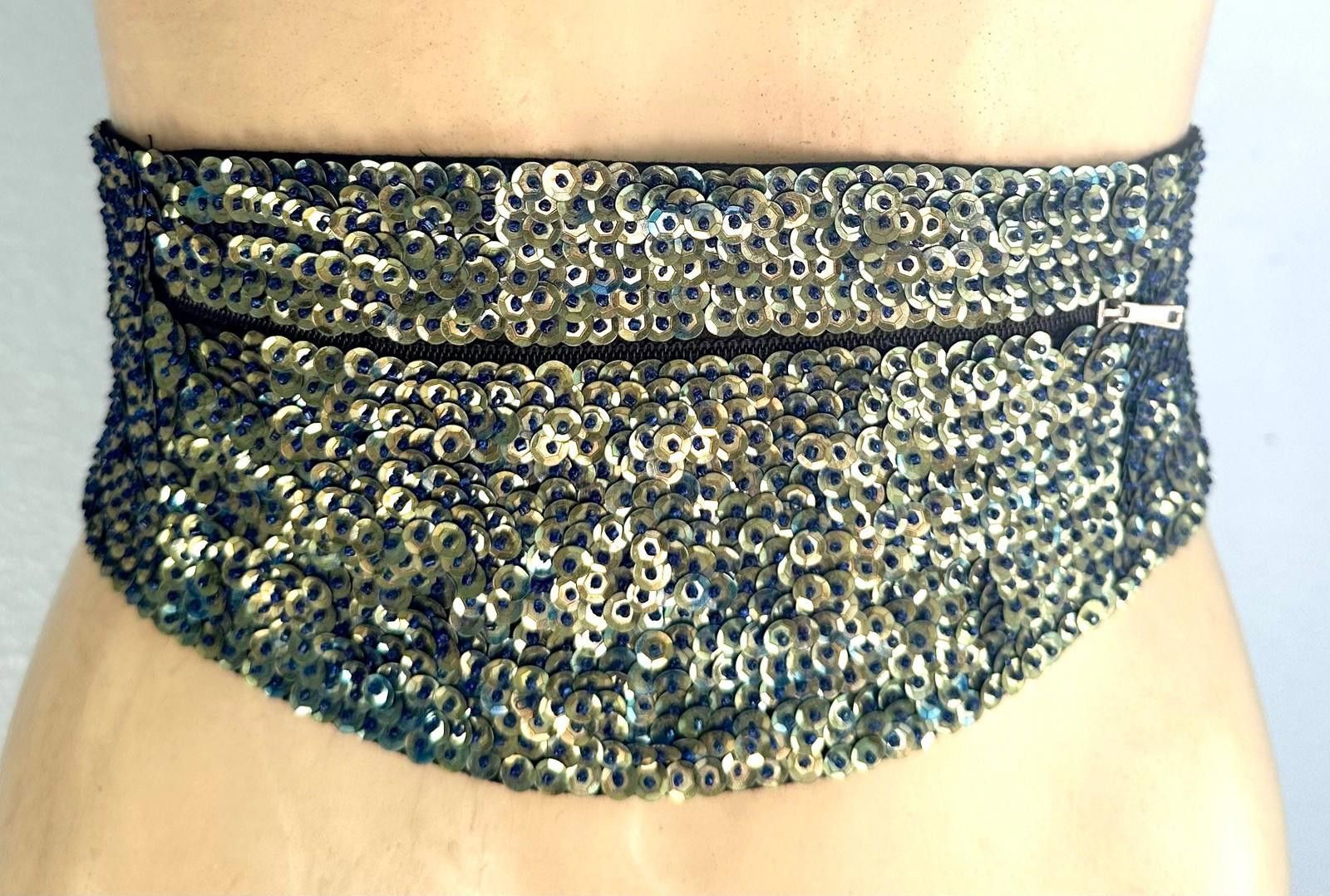 Fashion Victim Sequin Cummerbund Fashion Belt Olive Green Size ONE SIZE - 1 Thumbnail