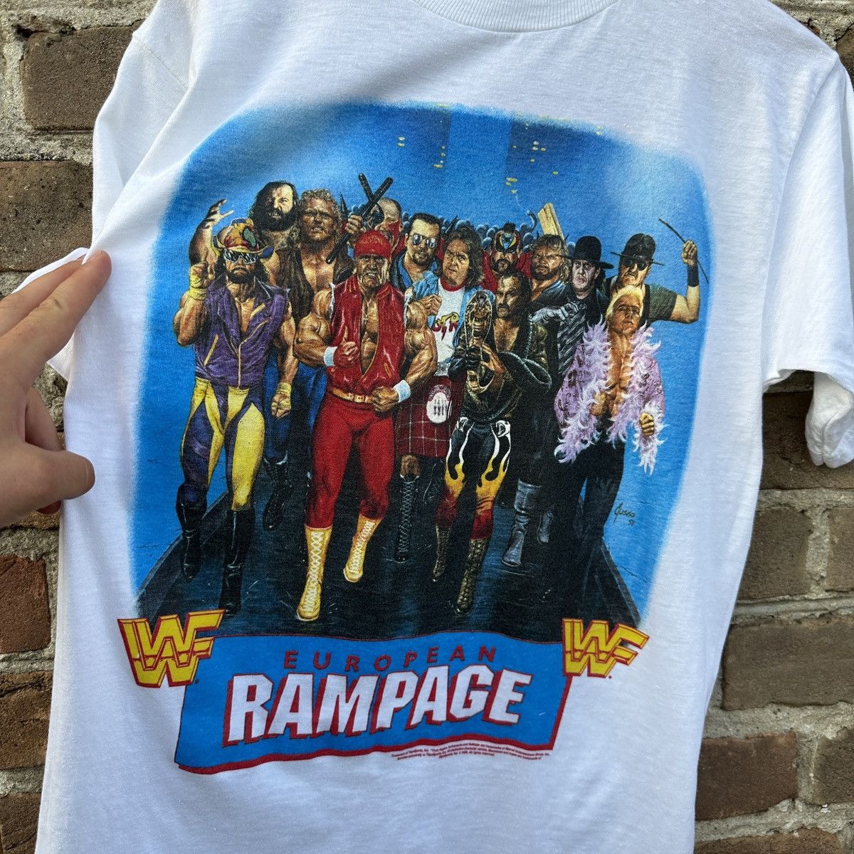 WWE Vintage 1992 European Rampage Wrestling T-Shirt WWE WWF Rare Size US S / EU 44-46 / 1 - 8 Thumbnail