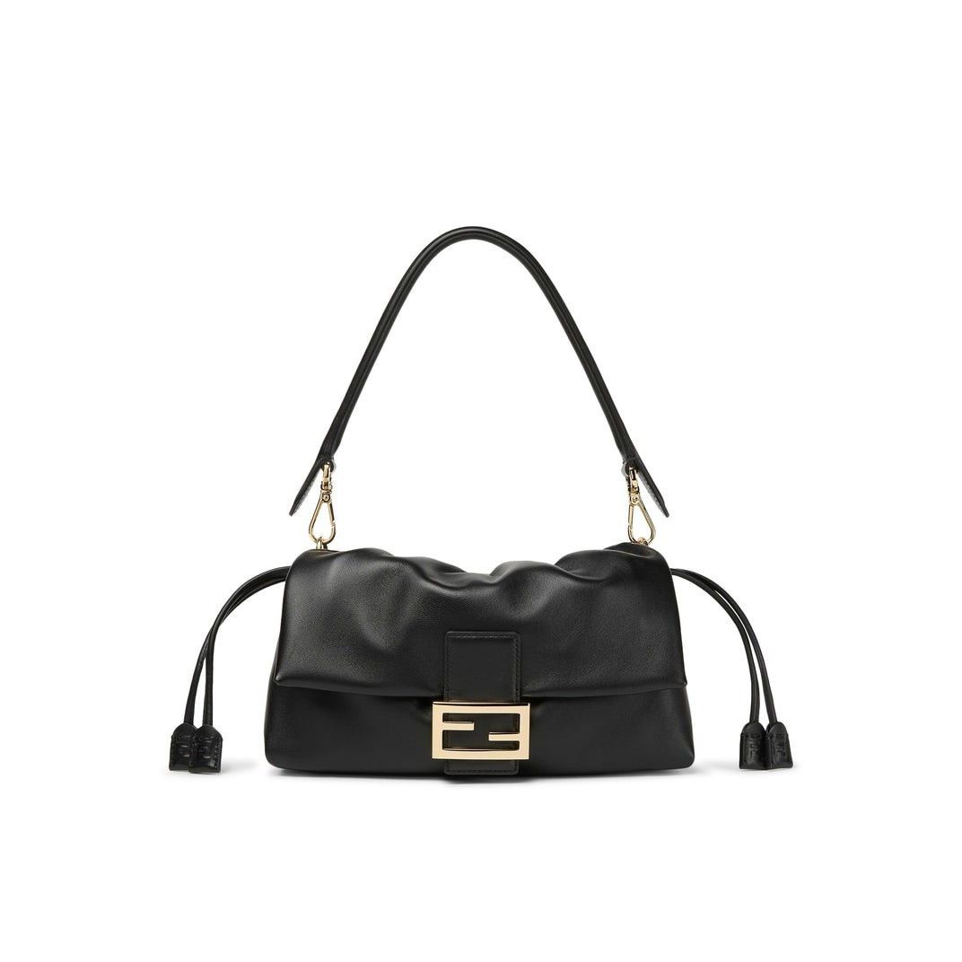 Fendi $3700 Baguette Soft Medium Black Nappa Leather Shoulde, Women's