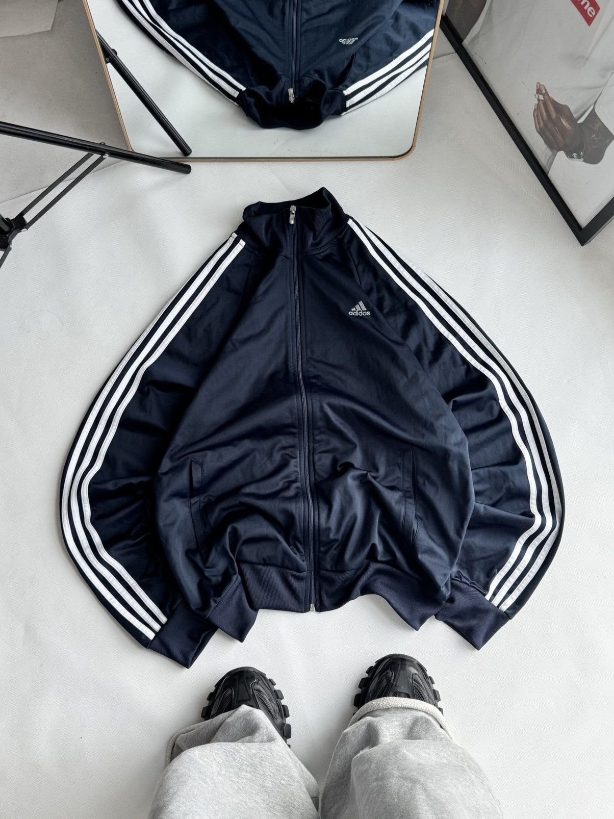 Adidas Vintage Crazy Adidas Navy Track Jacket Y2K Zip Up Hoodie Size US L / EU 52-54 / 3 - 2 Thumbnail