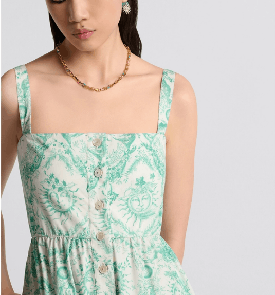Dior o1w1db10925 441D57 Mid-Length Dress in White/Aquamarina Size S / US 4 / IT 40 - 6 Thumbnail