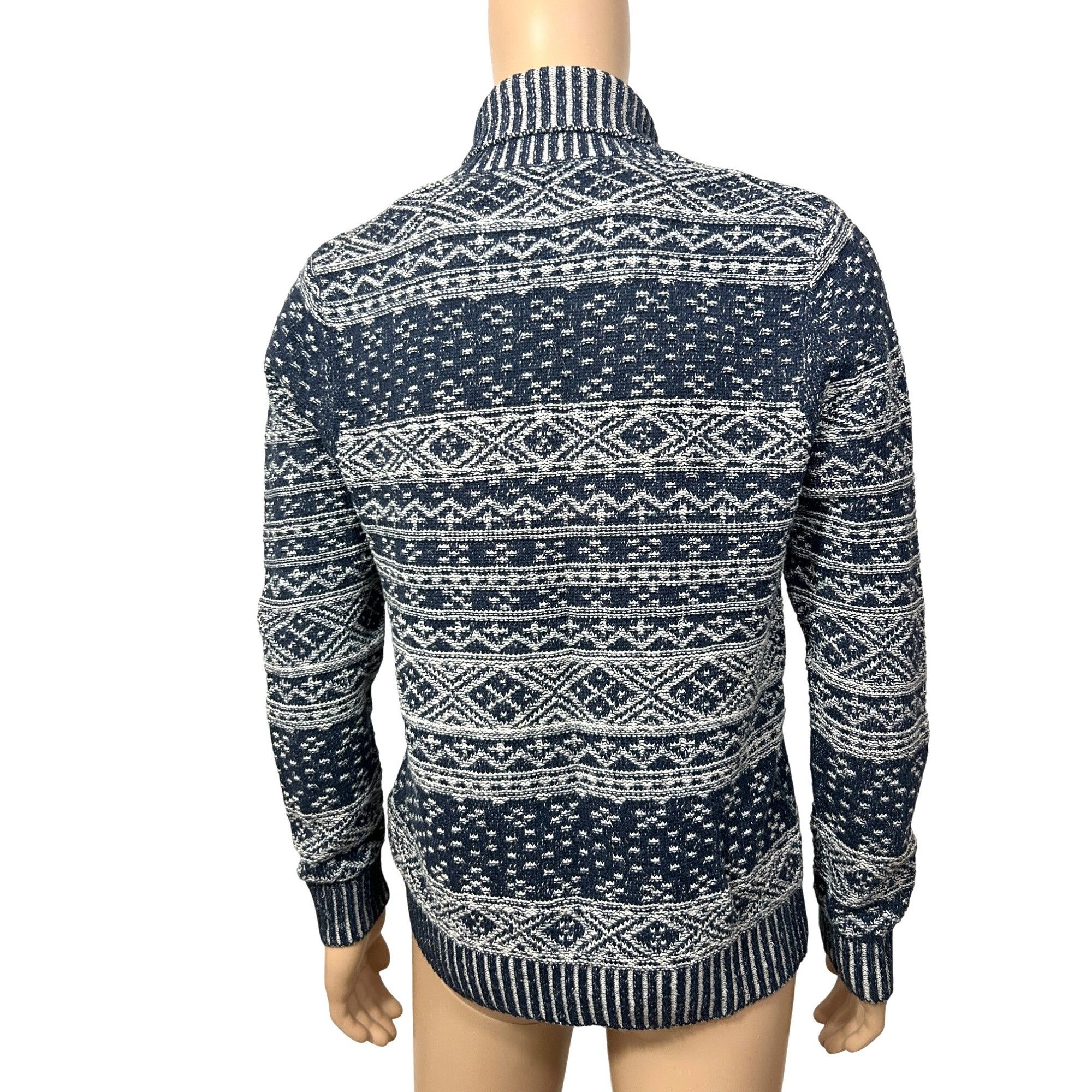 JCPenney JC Penny Mens Vtg Fair Isle Blue White Sweater M Long Sleeve Size US M / EU 48-50 / 2 - 4 Thumbnail