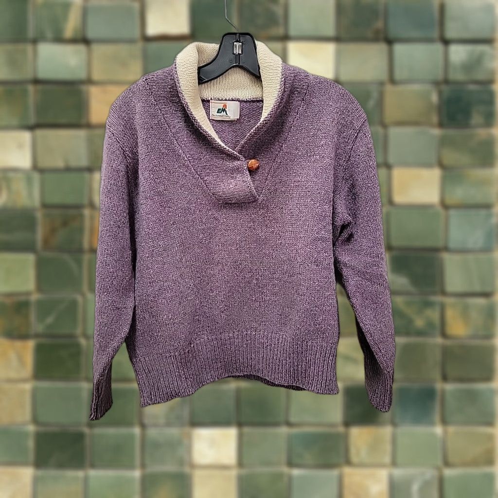 Eastern Mountain Sports VINTAGE Eastern Mountain Sports SHAWL COLLAR Sweater Women S Purple Wool Knit Pullover Size S / US 4 / IT 40 - 1 Thumbnail