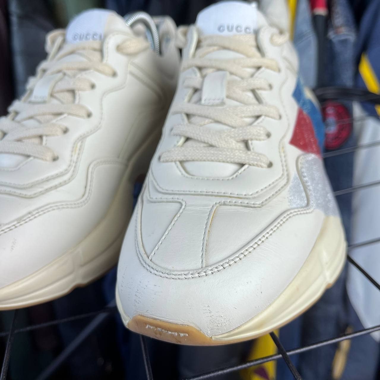 Gucci Gucci Rhyton White/Red/Blue Stripe Ivory Sneakers Size 36 Size US 6 / IT 36 - 11 Thumbnail