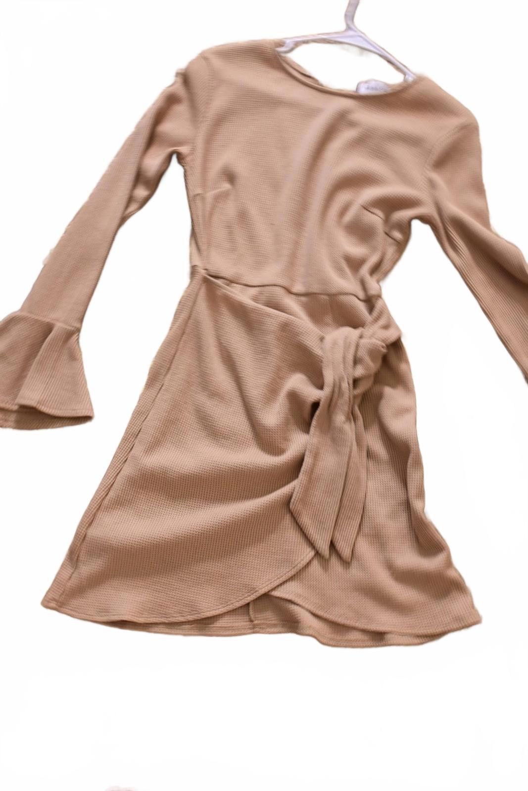 Other Hello Molly Beige Long Sleeve Wrap Dress with Flared Cuffs S Size S / US 4 / IT 40 - 4 Thumbnail
