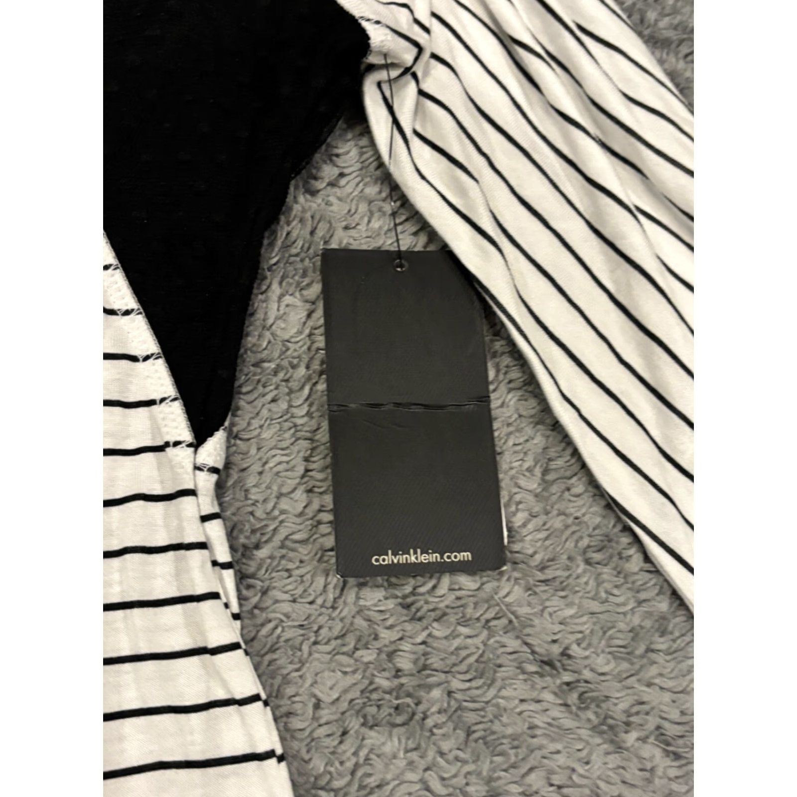 Calvin Klein NWT Calvin Klein Jeans Shirt Womens L White Black Striped Long Sleeve Top Seam Shirt Size L / US 10 / IT 46 - 2 Thumbnail