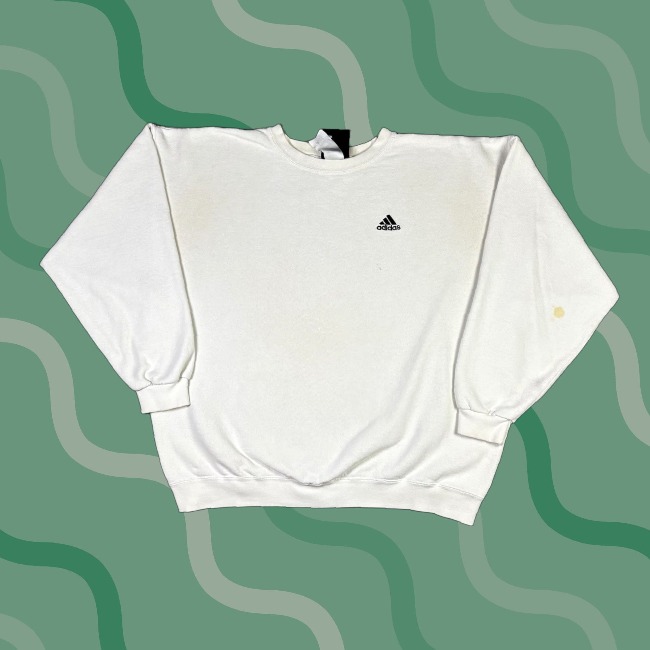 Adidas VINTAGE Adidas Embroidered Sweatshirt White XL 90s Men Pullover Cotton Fleece Embroidered Blue Door: 90s, Adidas Originals, Sweatshirt, Mens Size US XL / EU 56 / 4 - 1 Thumbnail
