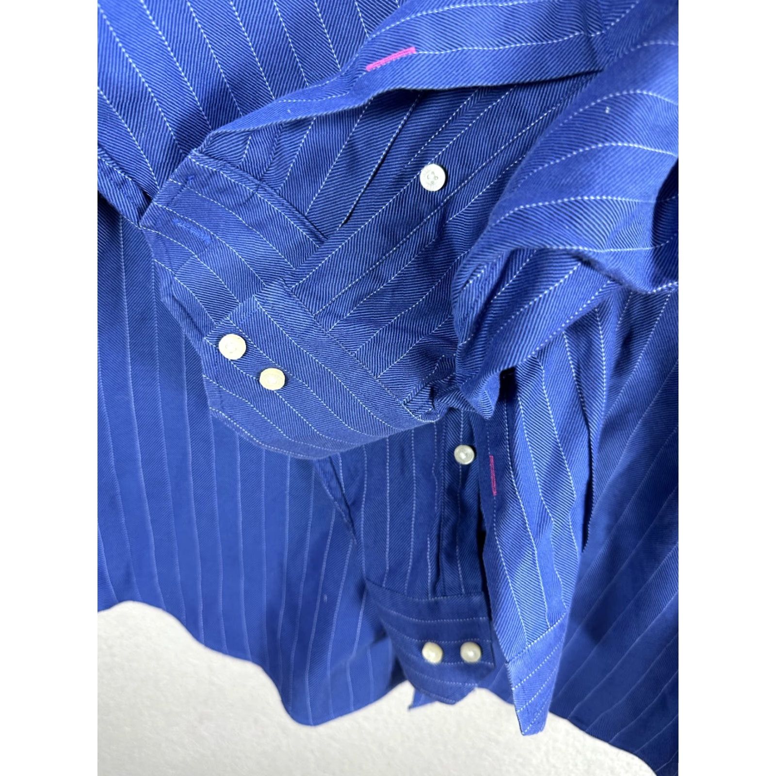 Tommy Bahama Tommy Bahama Blue Dress Shirt Long Sleeve Button Up Barrel Cuff 16.5 34-35 Mens Regular Size 100% Cotton Size 46R - 4 Thumbnail