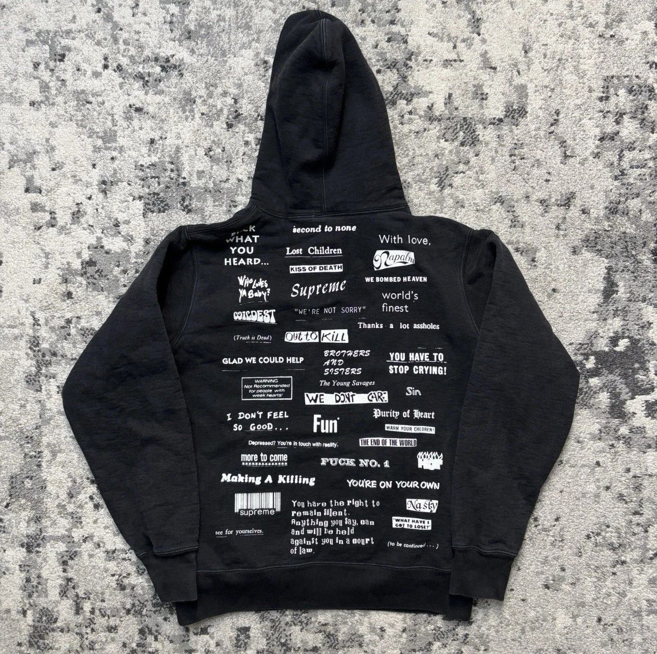Supreme Supreme Stop Crying Hoodie Black FW19 Size US M / EU 48-50 / 2 - 2 Thumbnail