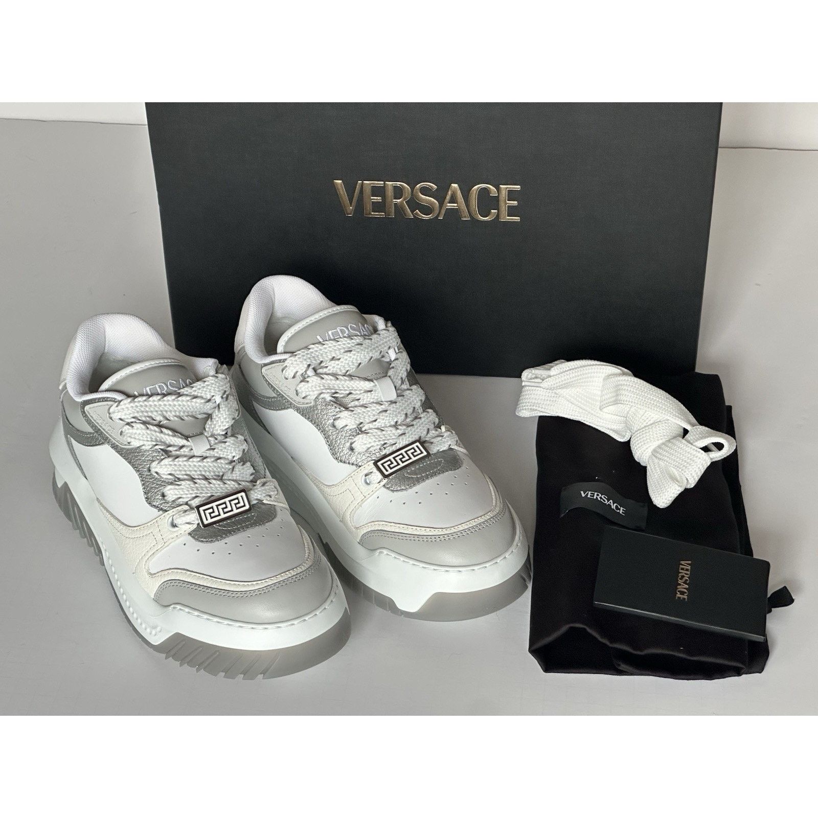 Versace Versace Odissea Leather White/Gray Sneakers 8 US 1015437 Size US 8 / EU 41 - 13 Thumbnail