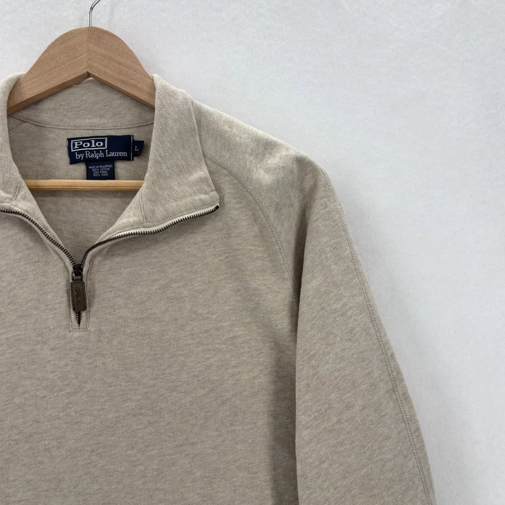 Polo Ralph Lauren Polo Ralph Lauren Sweater Mens Large Beige Wool 1/4 Zip Mock Neck Preppy Casual Size US L / EU 52-54 / 3 - 2 Thumbnail