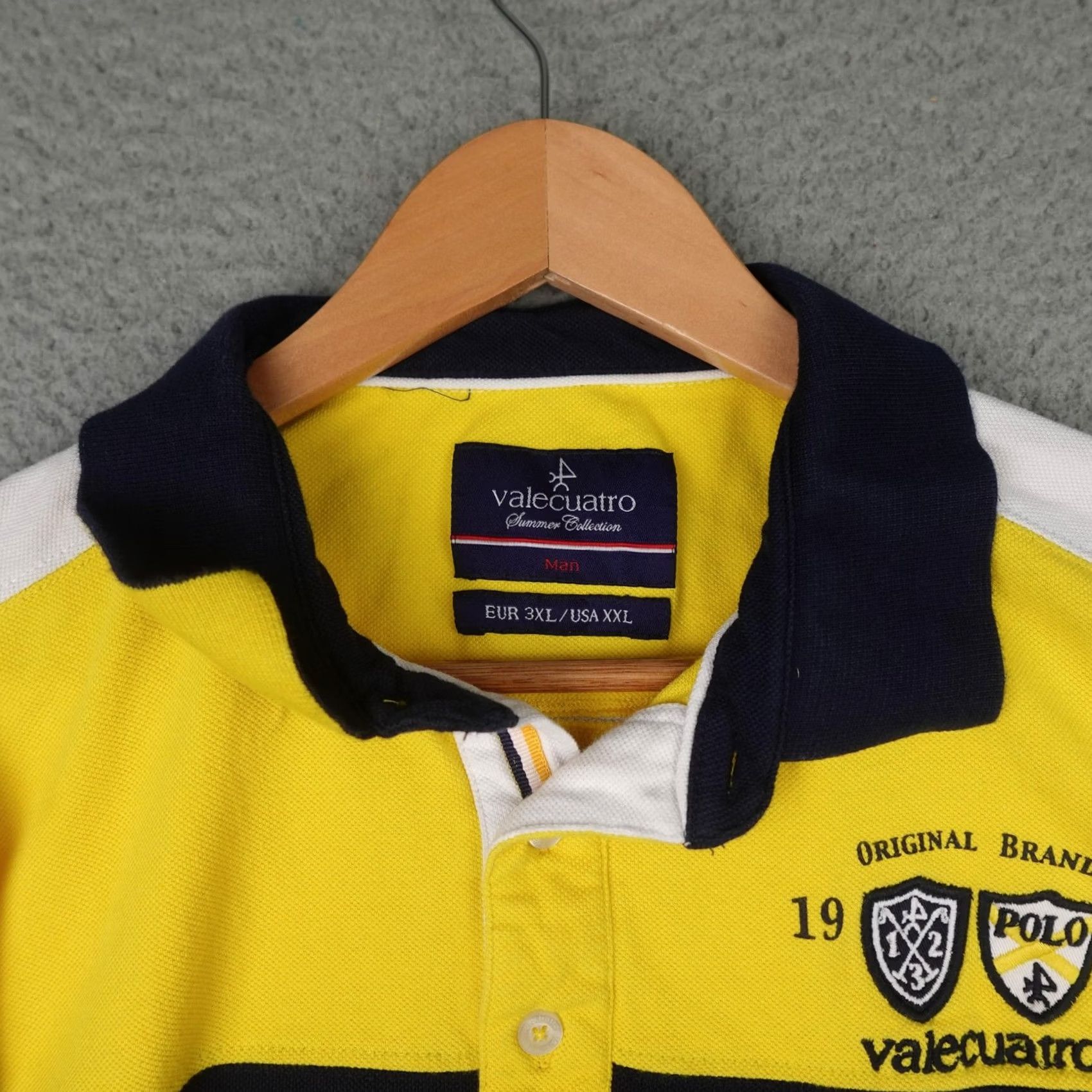 Vintage Valecuatro Polo Shirt Mens 2XL Yellow Blue Striped Embroidered Polo Team Rugby Size US XXL / EU 58 / 5 - 4 Thumbnail