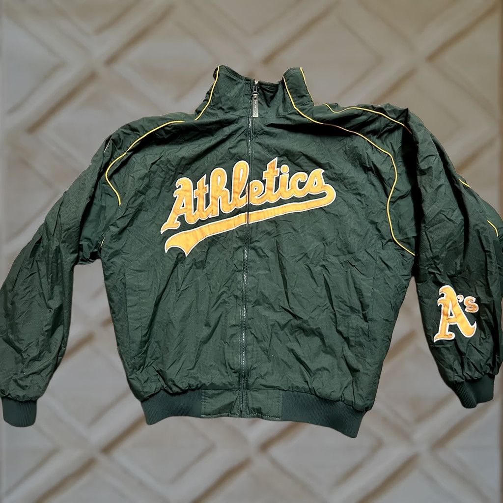 Vintage VINTAGE Majestic Oakland Athletics A's Dugout Jacket Mens XXL Zip Up 80s 90s Windbreaker Green Size US XXL / EU 58 / 5 - 1 Thumbnail