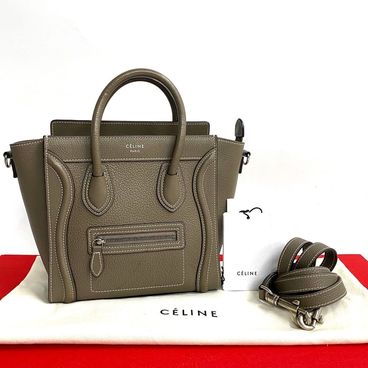 Celine Celine Shoulder Bag Beige Leather Size ONE SIZE - 1 Thumbnail