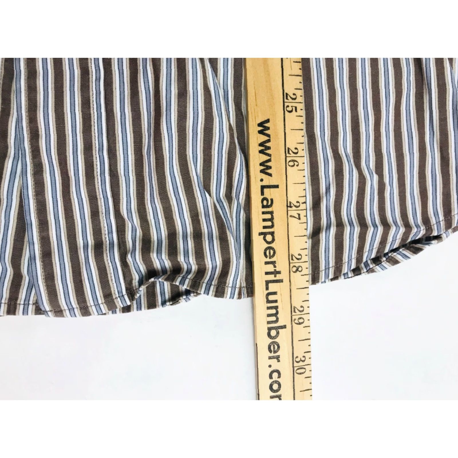 Gap VINTAGE Gap Dress Shirt Mens Size M 15-15 1/2 Button-Down Long Sleeve Brown Striped Non-Iron Size 40R - 4 Thumbnail