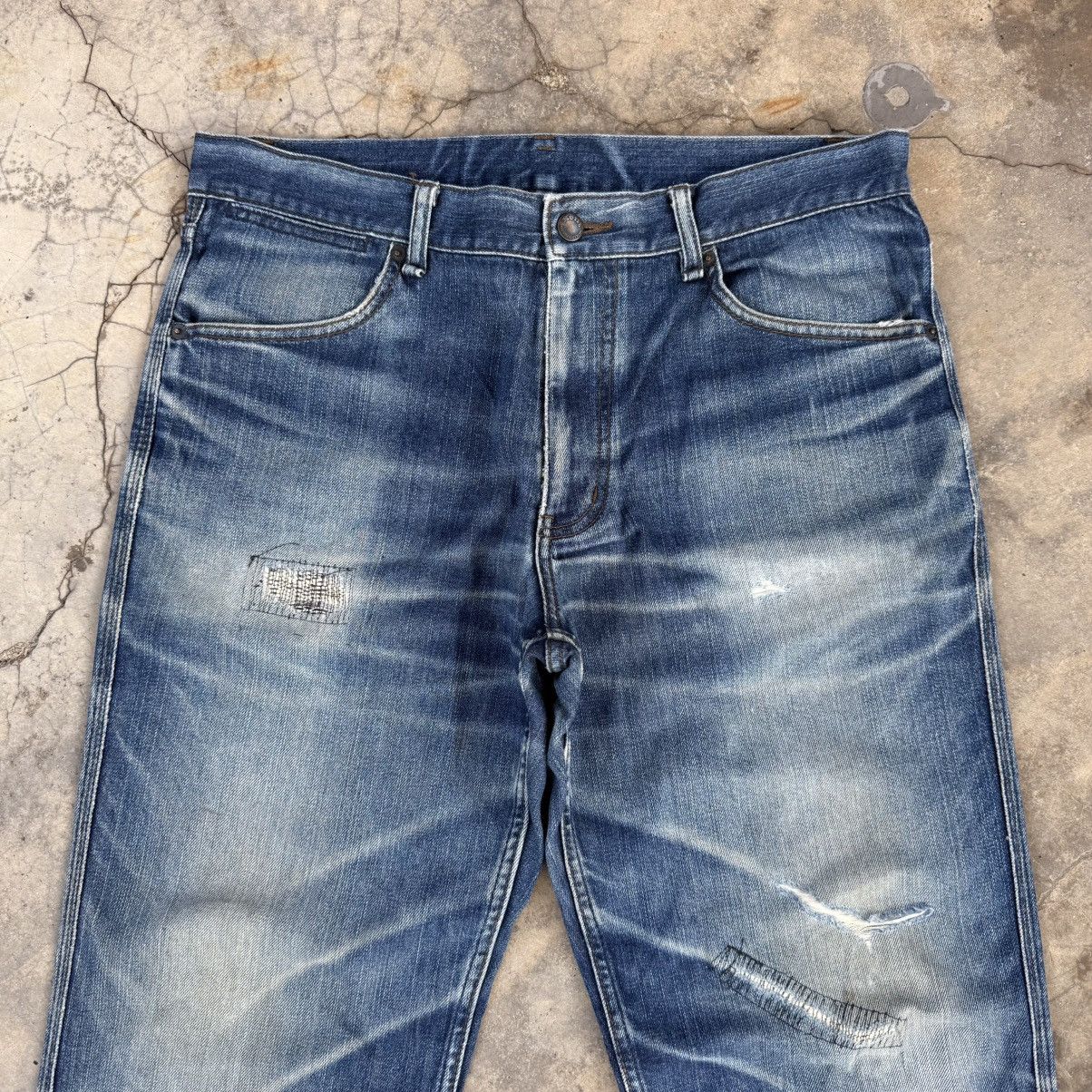 Japanese Brand VINTAGE KENT FADED RIPPEP JEAN DENIM PANTS Size US 35 - 2 Thumbnail